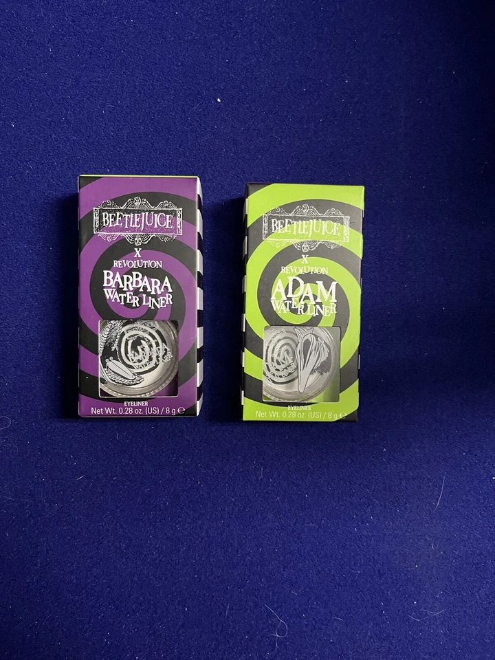 Beetlejuice X Revolution Cosmetic Eyeliner ADAM & BARBARA Water Liner SET NEW - Image 1 of 4