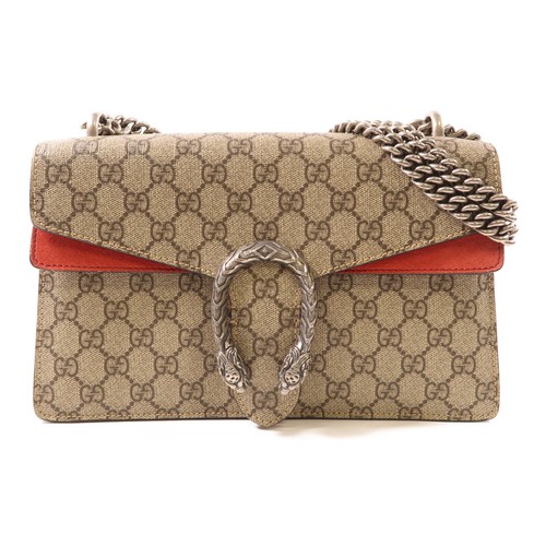 Borsa a tracolla Gucci GG SHW Dioniso 400249 tela rivestita marrone rosso