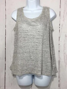 Catherine Malandrino Women's Linen Tank Top Tiered Ruffle Back M Heater Gray NWT - Picture 1 of 7