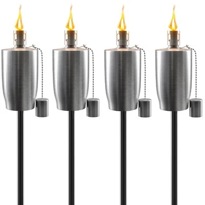 Matney Stainless Steel Outdoor Torches - 5 Ft Citronella Oil Lamp (Set of 4) - Image 1 of 4