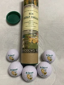 Vintage St. Andrews Schottland Tube mit sechs (5) Souvenir Golfbällen - Made in UK - Bild 1 von 7