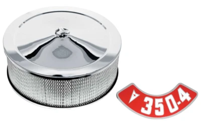 14 x 5 Chrome Air Cleaner Assembly With 350-4BBL Decal Firebird GTO Grand Prix  - Изображение 1 из 3