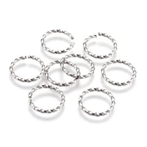 100pc 304 Stainless Steel Twisted Open Jump Rings Round Unsoldered Loops 15mm OD - Picture 1 of 2