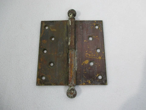 Hinge Brass Ball Finials Marked RH Antique Salvage Vtg Hardware 5.5" x 2.5" Cover