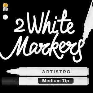 2 White Acrylic Paint Pens for Rock Painting Ceramic Wood Glass Tire Plastic - 3 - Picture 1 of 12
