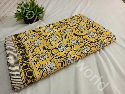 Ropa de cama Kantha edredón colcha manta de algodón cubierta de cama arte estampado en bloque Foto 1 de 4
