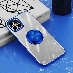 Luxury Plating Transparent Magnetic Car Holder Case For iPhone 14 13 12 XR 7 8