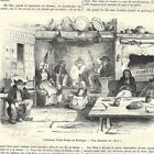 Intrieur d'une ferme en Bretagne  - - Article de presse 1844