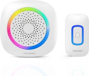 1 push button 1 portable receiver, White-1 Receiver+1 Button,Battery-Powered - Picture 1 of 8