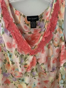 Blusa Babydoll Bay Studio Para Mujer Y2K Preppy Festival de Verano 100% Seda Talla XL - Imagen 1 de 14