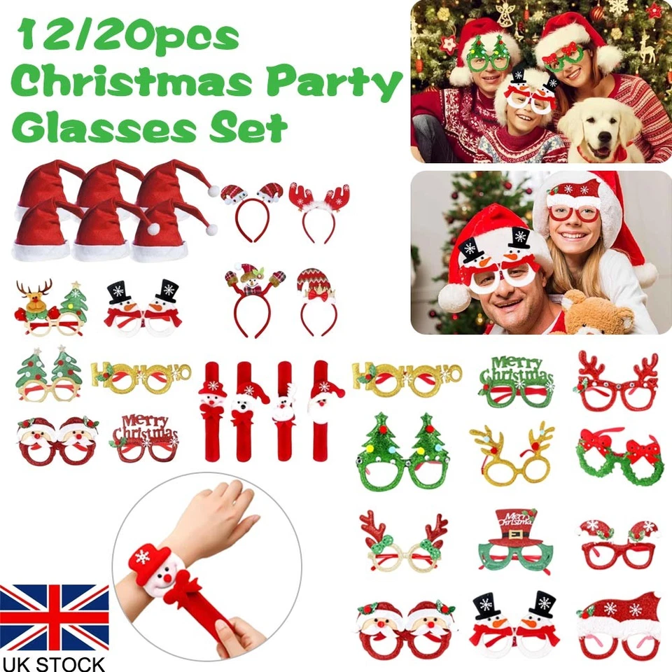 Christmas Novelty Glasses Eyeglasses Set Xmas Costume Fancy Dress Decor Party UK - Image 1 of 4