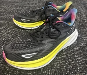 Hoka One One “Clifton 9” Mens #1127895-BAAB Black All Aboard Multicolor Sneakers - Picture 1 of 9