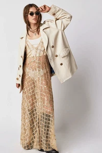 Nuevo Abrigo Free People We The Free Cuero Muesca Superior Guisante Talla L - Imagen 1 de 8