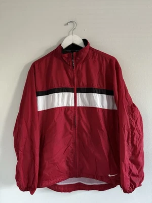 VTG 90s Nike Red White Full Zip Windbreaker Jacket Oversized Colorblock READ - Image 1 of 4