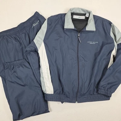 Perry Ellis America Active Tracksuit L Navy Gray Windbreaker Set Men's 90s Y2K - Image 1 of 4