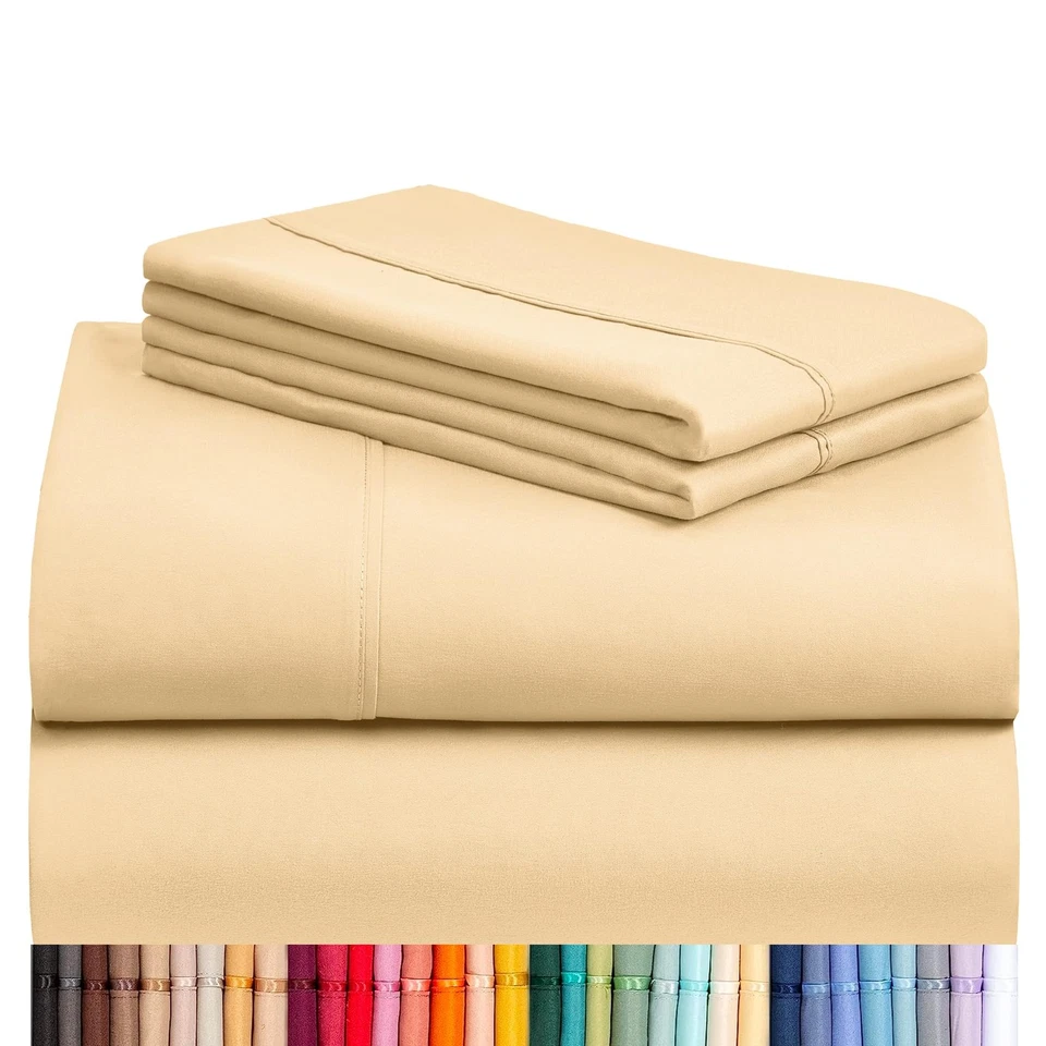 LuxClub 6 PC Queen Sheet Set Sheets Queen Size Deep Pockets 18" Eco Friendl...