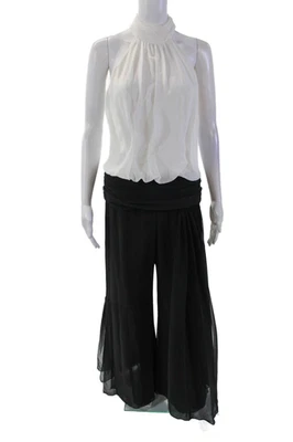 LM By Mignon Women's High Neck Sleeveless Color Block Wide Leg Jumpsuit Size 4 - Image 1 of 4