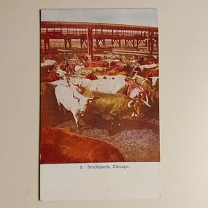 Postkarte Stock Yard Szene in Chicago Illinois Rinder verschickt 1915 - Bild 1 von 8