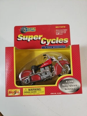 1998 Maisto Super Cycles Красный 1948 Indian Chief Масштаб 1/18 Мотоцикл Литой Новый - Изображение 1 из 4