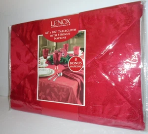 LENOX Red 9 Piece Table Linen Dining Set 60” X 102” With 8 Napkins NEW - Picture 1 of 6