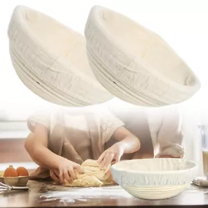 2pcs Round Bread Proofing Basket Sourdough Proving Baking Mold With Liner Rattan - Picture 1 of 9
