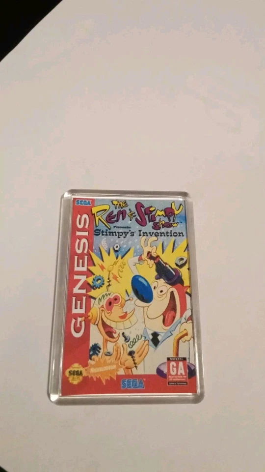 The Ren & Stimpy Show Sega Megadrive Genesis Juego Cubierta Acrílico Imán Nevera Foto 1 de 1