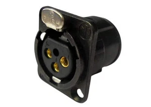 Neutrik NC3FD-L-B Black/Gold 3-Pin Mic XLR Female Chassis Mount w/Solder Springs - Picture 1 of 2