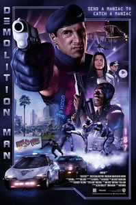 DEMOLITION MAN SILVESTER STALLONE SLY RETRO MOVIE POSTER FREE SHIPPING #2 - Picture 1 of 1