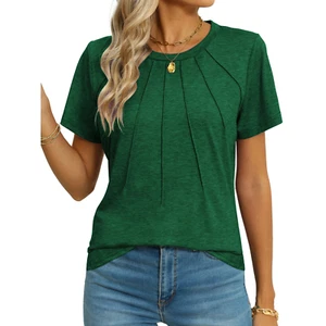 NWT Rosvigor Women Short Sleeve Shirts Casual Dressy Summer Tops Green XL - Picture 1 of 5