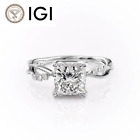 1.15 Ct IGI GIA Lab Grown Diamond Engagement Ring Princess Cut 14K White Gold