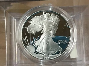 1986-S American Silver Eagle Gem DCAM épreuve année inaugurale B0628 - Photo 1 sur 6