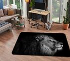 3D Black Lion C132 Animal Non Slip Rug Mat Round Elegant Carpet Zoe