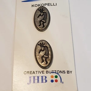 Vintage Creative Buttons by JHB ~ 2 Silver 1 inch Kokopelli Made in Italy - Picture 1 of 6