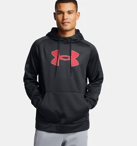 NEW Men's Under Armour Black Pink Fleece Big Logo Hoodie Size Large MSRP $60.00 - Picture 1 of 9