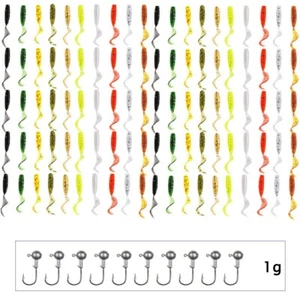 Cebo de pesca plástico gusano señuelos de pesca 100 piezas. Colores surtidos. - Imagen 1 de 12