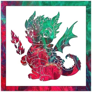 12"x12" Clear Plastic Stencil - Baby Dragon (ROA32) - Picture 1 of 2
