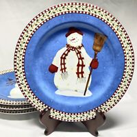 Sakura Stoneware Debbie Mumm Christmas Snowman 8" Salad Dessert Plates Set of 4 for sale online