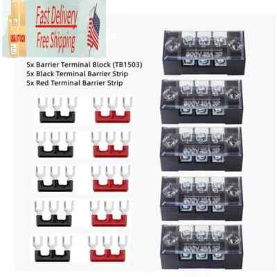 Electric Barrier Strip Block 600V 15A Dual Row 3 Position Screws Terminal 15PCS - Image 1 of 4