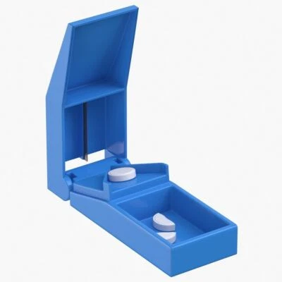 Pill Cutter Medicine Tablet Holder Safe Splitter Half Storage Compartment Box UK - Image 1 of 4