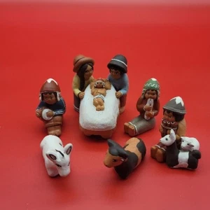 Peruvian Handmade Pottery Nativity 6 Terracotta Clay Christmas Decor Figurines - Picture 1 of 7