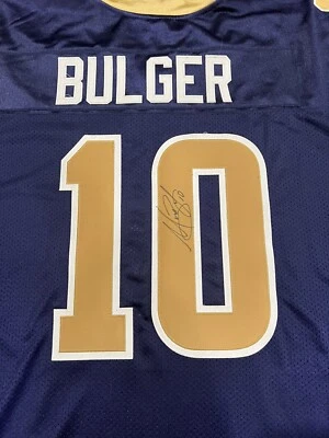 Camiseta de fútbol americano Marc Bulger #10 autografiada Rbk St Louis LA Rams sin número frontal Foto 1 de 4