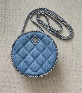 Chanel Bag Matelasse Denim Blue Round Shoulder Crossbody Bag - Picture 1 of 12