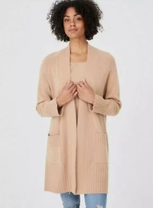 REPEAT CASHMERE gerippte Manschette Kaschmir Cardigan beige Größe 12 Medium UVP £349 - Bild 1 von 8
