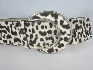White House Black Market Womens S Chitah Animal Print Haircalf  Leather Belt - Picture 1 of 9