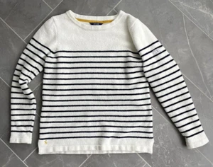 Joules Women's Navy Stripe Chenille Stripe Fleece Pullover Top US Size 10 - Picture 1 of 5