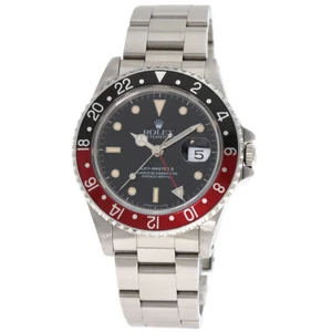 ROLEX GMT Master II Red and Black Bezel Tritium Watches 16710 Stainless Stee... - Picture 1 of 24