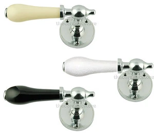 Porcelain Lever Door Handle On Polished Chrome Rose ** CHOICE OF PORCELAIN ** - Picture 1 of 7
