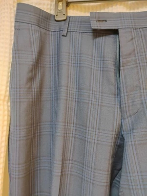 Pantalones de vestir Bachrach para hombre 100 % lana 35 x 33 negros plisados con puños pantalones Foto 1 de 4