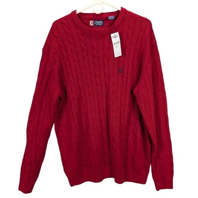 Chaps Sweater Mens Extra Large Cable Knit North Coast Red Winter Christmas Cold - Image 1 of 4