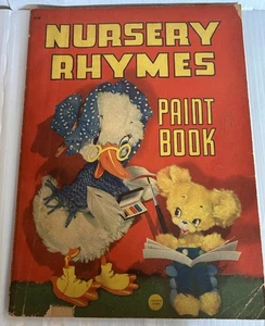 1941 ANTIQUE WHITMAN PUBLISHING NURSERY RHYMES PAINT BOOK (REDUCED) - Bild 1 von 6